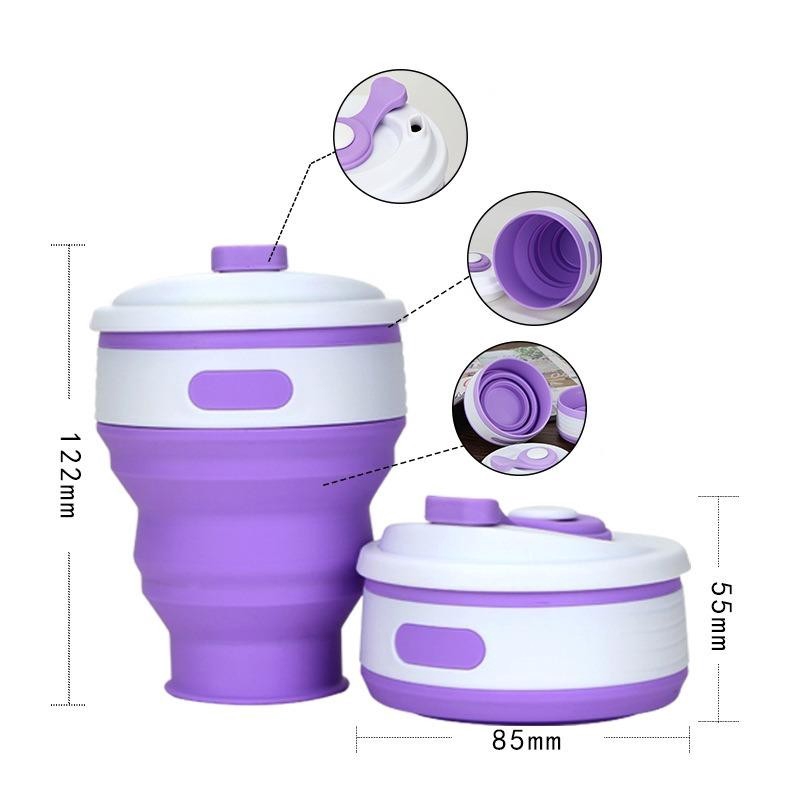 Bình nước gấp gọn thông minh bình nước dạng ly cà phê nhựa dẻo Silicone 350ml Telescoping Phặn Phặn