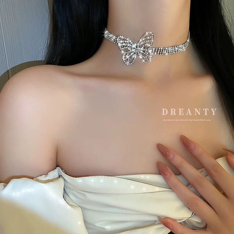 Dây Chuyền Mặt Hình Bướm Đính Đá Độc Đáo Thời Trang Phong Cách Hàn Quốc