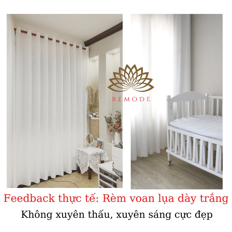 Rèm voan trắng, rèm cửa sổ trắng may dán tường treo thanh decor trang trí cửa sổ cửa chính phòng ngủ phòng khách REMODE