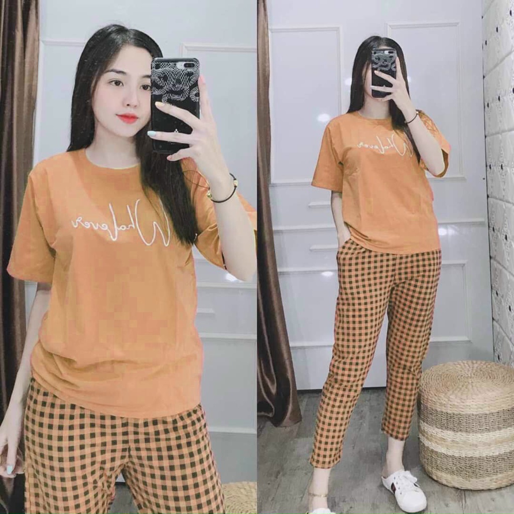 Đồ bộ nữ mặc nhà bộ đồ nữ quần dài đồ mặc nhà set đồ bộ cotton nữ dễ thương bigsize tới 85kg mã BISHOP NT02