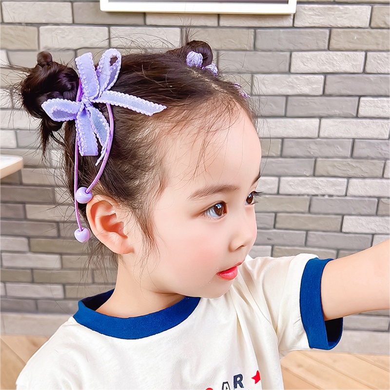 Dây Cột Tóc Co Giãn Đính Nơ Màu Kẹo Ngọt Dễ Thương Cho Bé Gái timetunnel