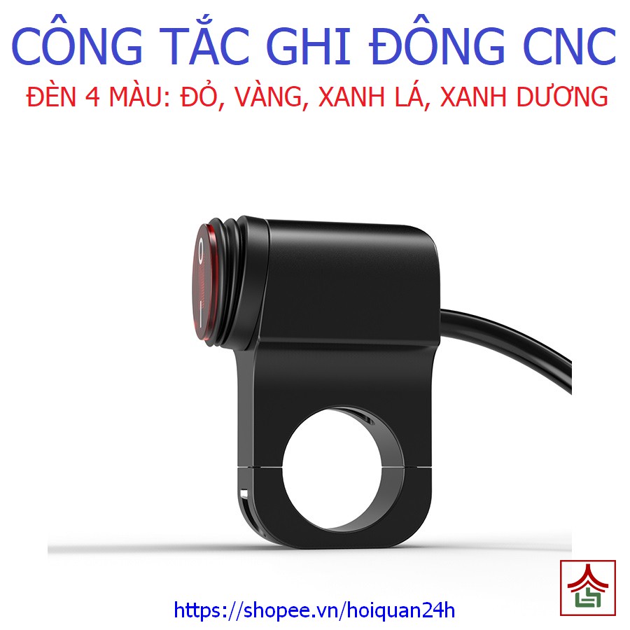 Công tắc Ghi Đông 2 chế độ kim loại có đèn báo trạng thái cho xe máy