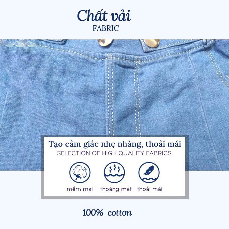 Quần đùi bé gái jean nơ ống rộng