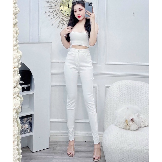 QUẦN JEANS TRẮNG NỮ CẠP CAO, JEANS NỮ LƯNG CAO TRẮNG