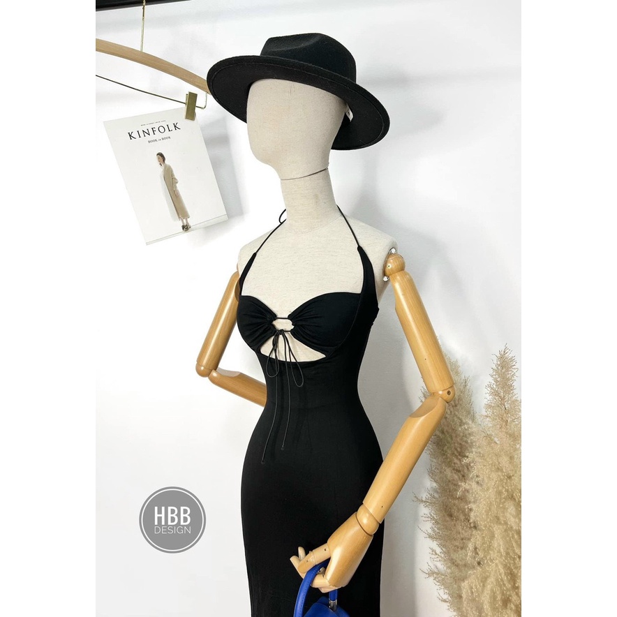 Đầm yếm cột dây ngực khoét dưới ngực ôm body dáng dài cực sexy , chất thun gân mềm mịn mk