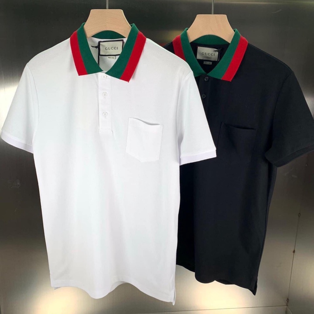 Áo Polo Nam Gucci Cổ Pha Vạch Xanh Đỏ Phối Túi Ngực Sang Trọng | BigBuy360 - bigbuy360.vn