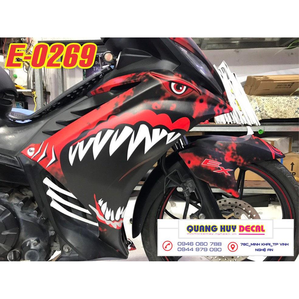 Tem trùm exciter 135 cá mập đỏ đen shark, độ team decal xe ex dán đời 2011-2014