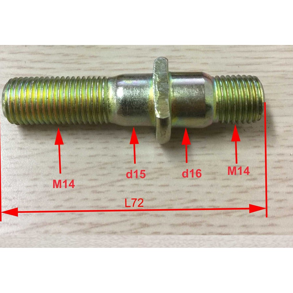 Bu lông tắc kê sau xe Forcia 900 kg, Vinaxuk mã số EQ1028/1023, thân M14/M14, d15/d16*L70, ê cu G22. Trái phải khác nhau