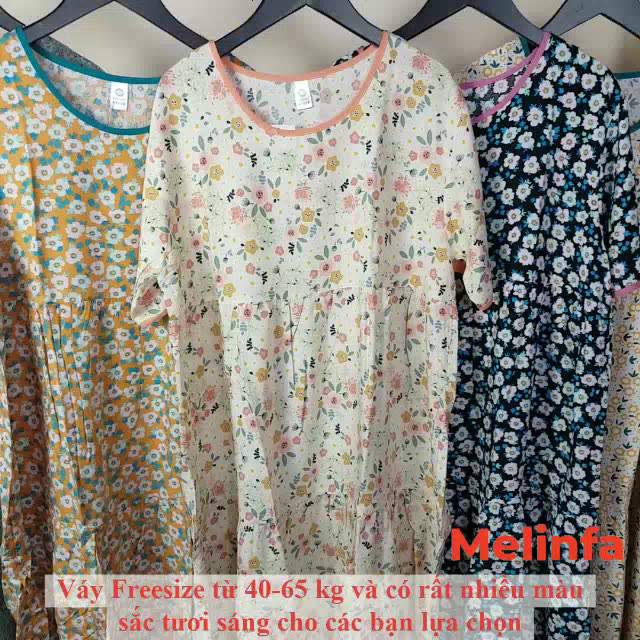 Váy ngủ ngắn tay vải Cotton lụa thoáng mát mềm mại, đầm mặc nhà freesize xếp tầng trẻ trung mã VAV0266 | BigBuy360 - bigbuy360.vn