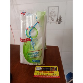 1 bịch 70 Ống hút cong trắng