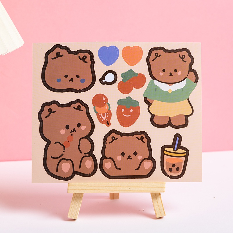 Miếng dán trang trí cốc nước hình chú gấu/thỏ dễ thương bằng PVC chống thấm nước