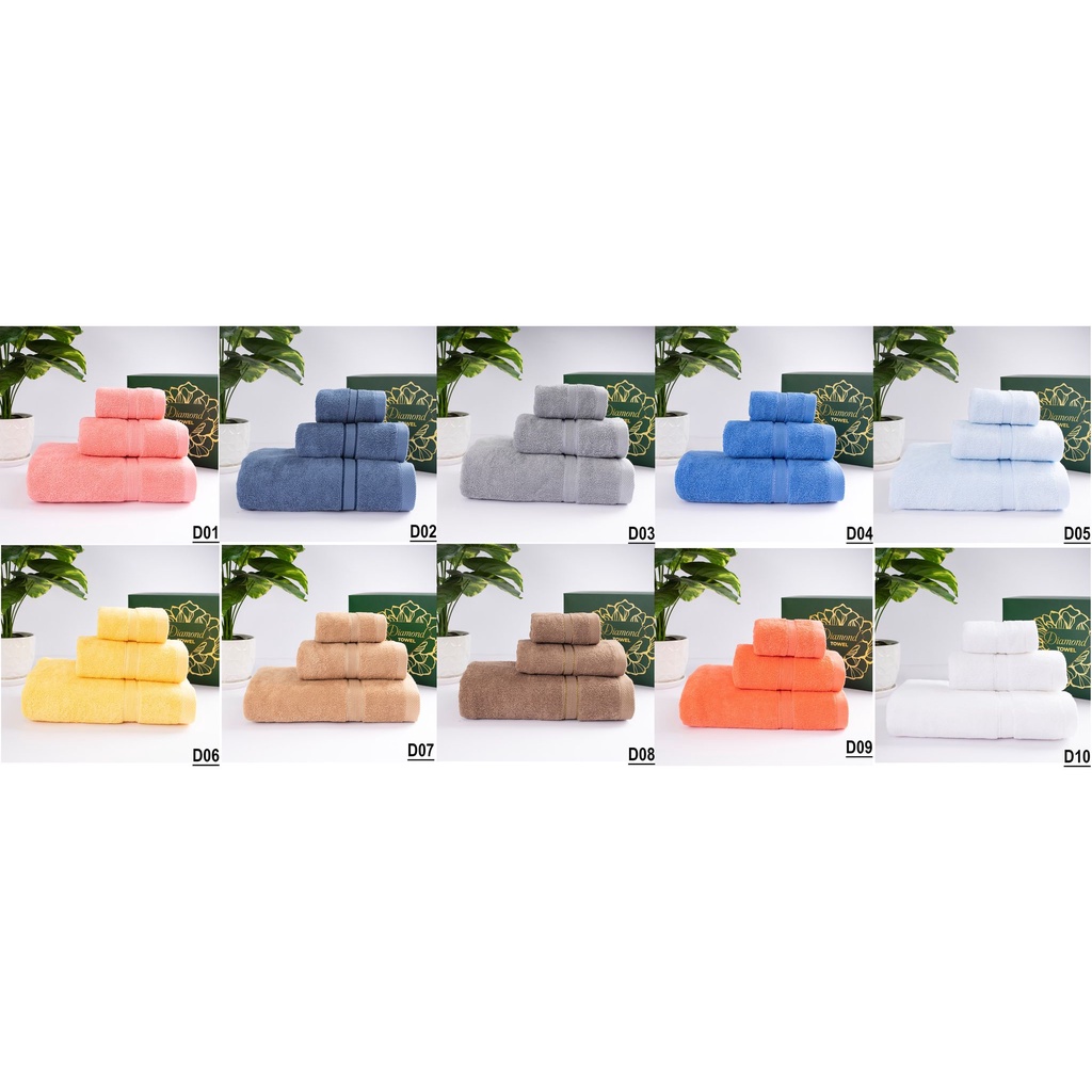 Khăn tắm gội mặt cao cấp Diamond với sợi bông cotton siêu dày thấm hút tốt, không đổ lông, không ra màu