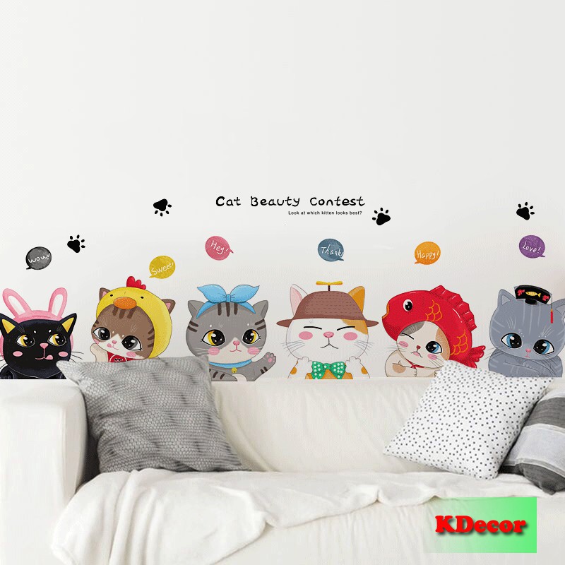 Decal dán tường Mèo phong cách