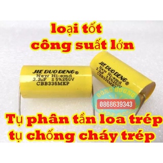 Tụ phân tần loa trép 3,3mf 250v vàng tròn - tụ chống cháy trép - tụ cản loa treble