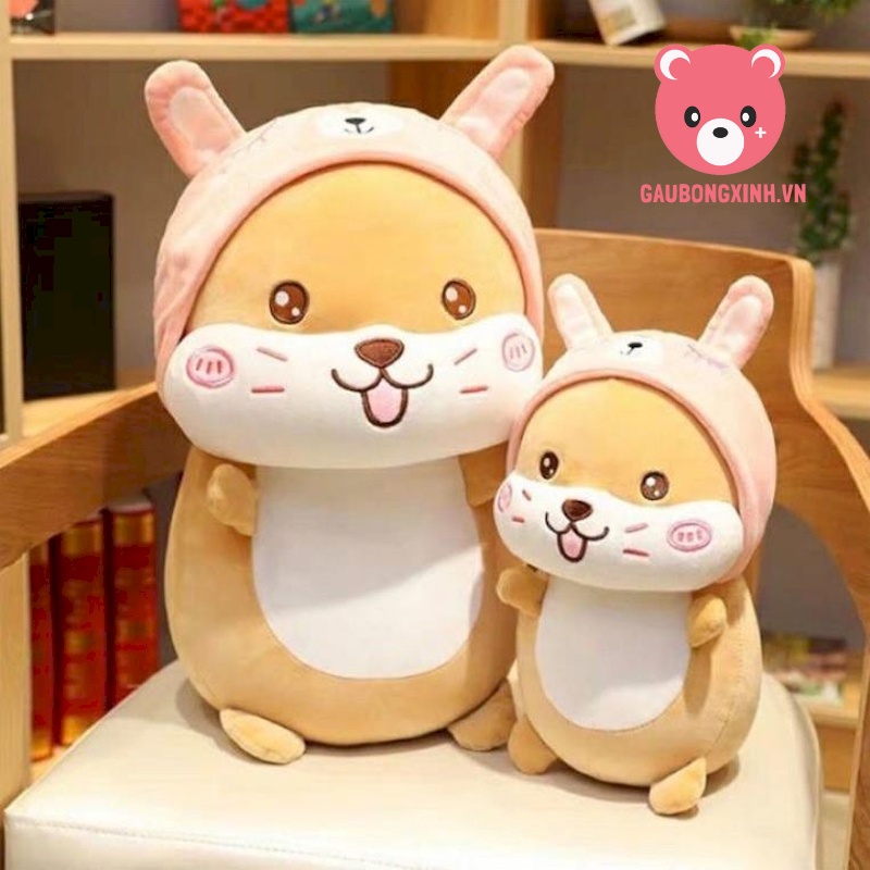 Gấu Bông Chuột Hamster Đáng yêu, Thú nhồi bông Chuột Đội Mũ Siêu cute, Quà tặng đồ chơi ý nghĩa