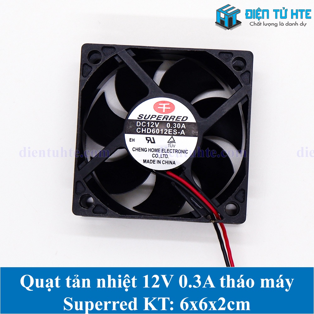 Quạt tản nhiệt 6x6x2cm 6020 12V 0.3A Superred tháo máy