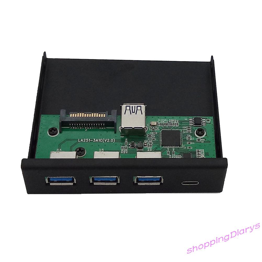 ✤Sh✤ 5 Port Front Panel TYPE-C 2 USB 3.0 5.25/3.5 inch Floppy Bay Adapter for PC