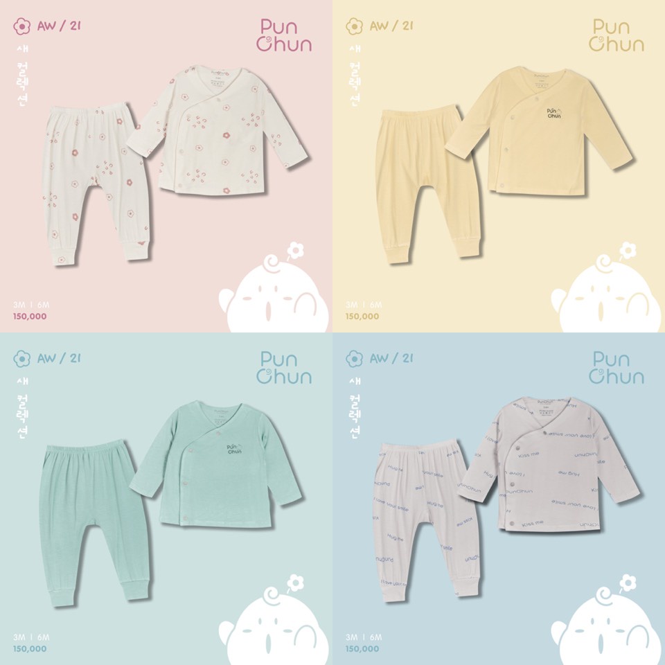 BỘ DÀI TAY CÀI CHÉO SƠ SINH PUNCHUN