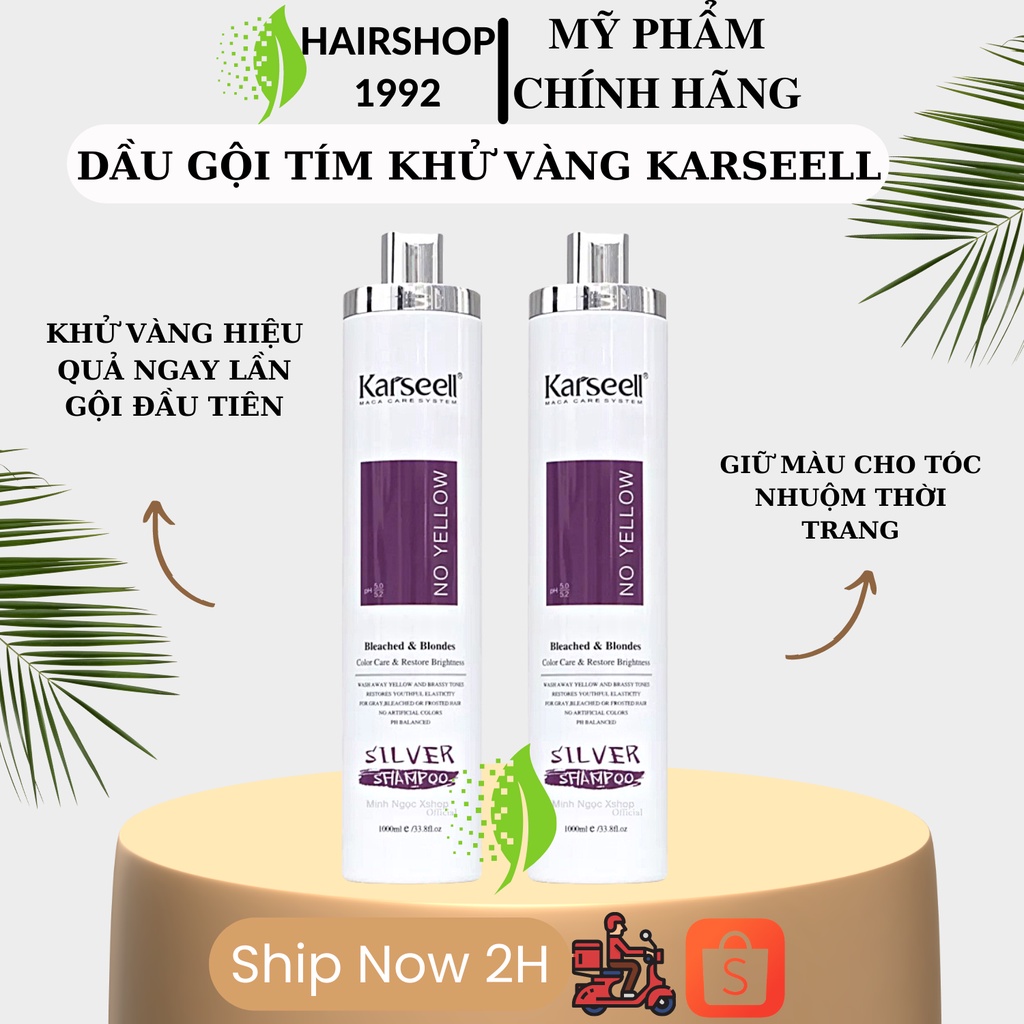 Dầu gội tím khử vàng Karseell dầu gội giữ màu dành cho tóc tẩy nhuộm màu thời trang 100ml - 1000ml