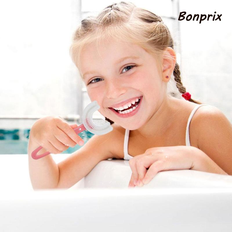 [Hàng mới về] Bàn chải đánh răng cầm tay hình chữ U tiện lợi cho bé từ 2-6 tuổi