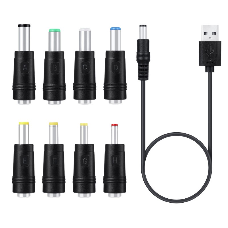 Dây cáp sạc 8 trong 1 chuyển đổi Usb sang Dc 5.5x2.1mm cho quạt và đèn LED