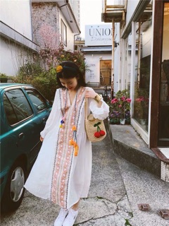Váy trắng boho dáng suông (CÓ THỂ ORDER)