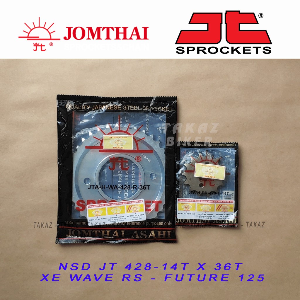 B2  Nhông Dĩa Mặt Trời Sên DID Nhật Honda Wave 125 Thái, Future 125  14 x 36 x108L JOMTHAI