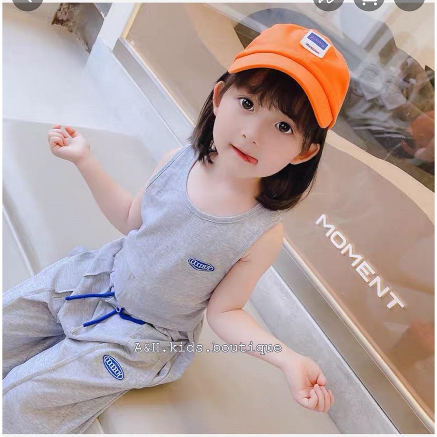 Bộ Ba Lỗ Croptop Quần Lửng Cho Bé 10-23 Kg