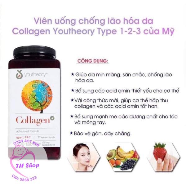 Viên Uống Youtheory Collagen Advanced 390 Viên collagen Type 1,2&3 - Mẫu Mới