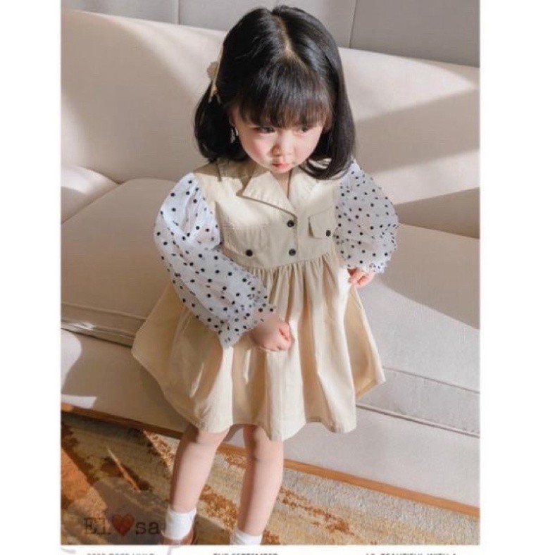 Xả Váy kaki mix áo tay voan