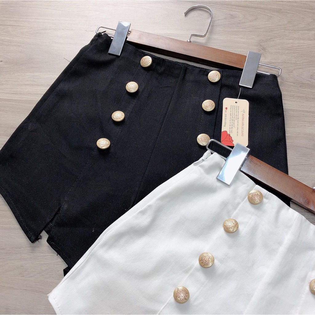 Quần Short Kaki Cạp Cao Phối 8 Nút Xẻ Đùi Kiểu dáng thời cá tính cho nữ đi chơi đi dạo cực xinh