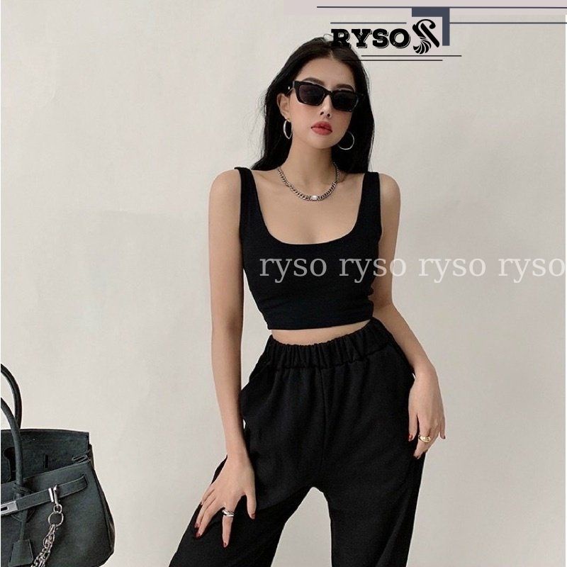 Áo Croptop Dây Bảng To Áo 3 Lỗ Ngược Thun Gân Dày Dặn Năng Động Basic Dễ Phối Đồ
