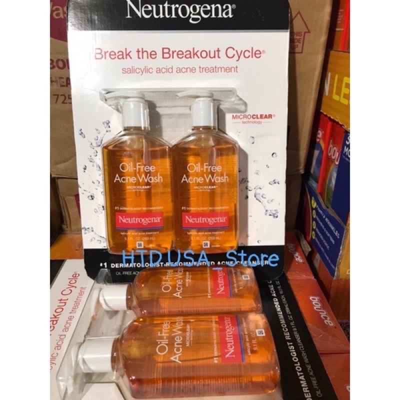 Sữa Rửa Mặt Neutrogena Oil-Free Acne Wash 269ml Chuẩn USA