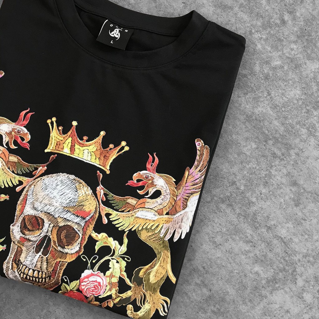 Áo thun in hình đầu lâu Floral Skull, áo phông T shirt ngắn tay nam nữ unisex, Odin Clothing