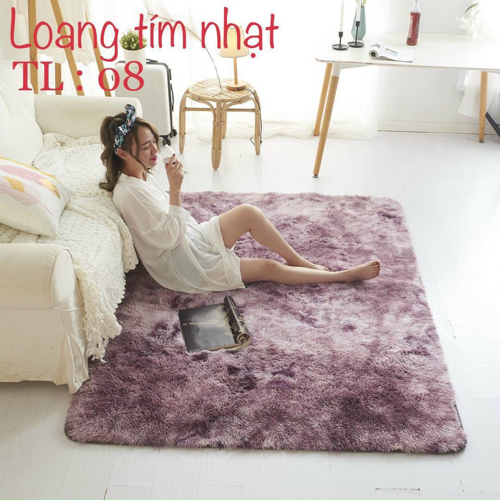 Thảm lông trải sàn mềm mượt thảm màu loang decor trang trí phòng đủ màu