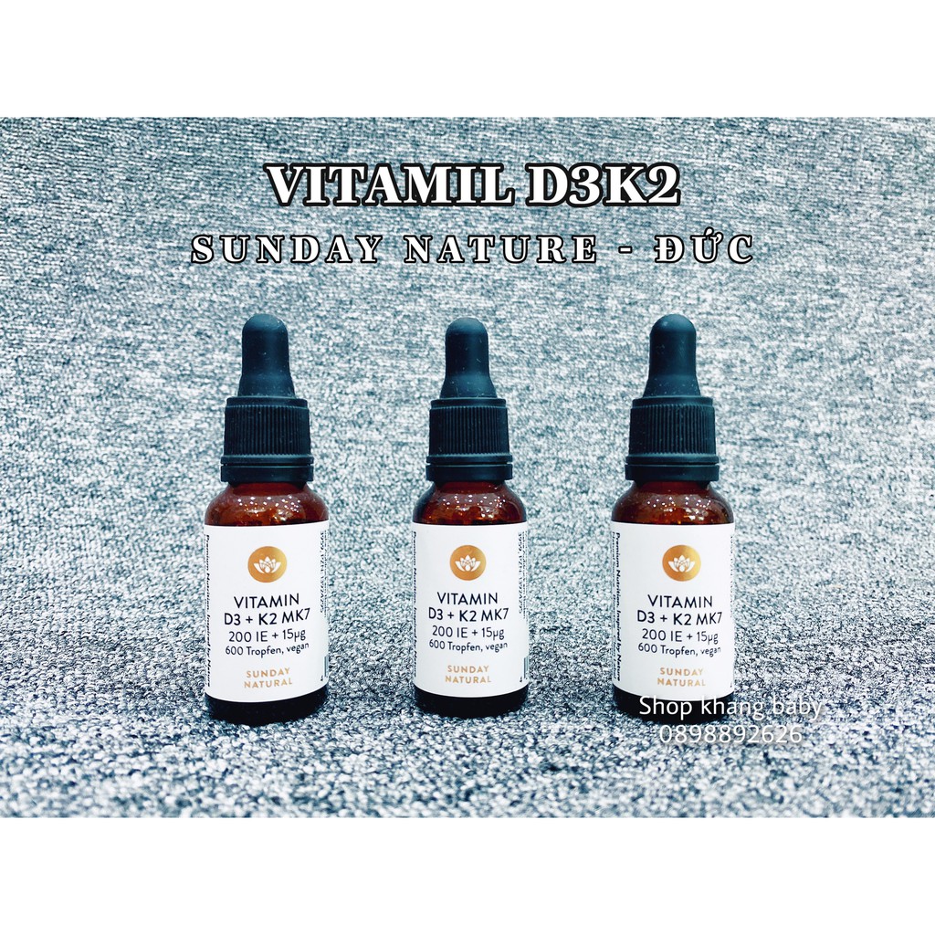 Vitamin D3 K2 Mk7 Sunday Natural 20ml Đức [Date 2023]