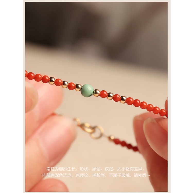 [Hàng Mới Về] Vòng Tay Hạt Đá Mã Não Đỏ Phong Cách Dân Tộc