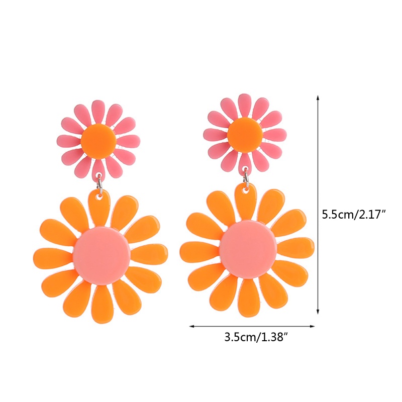 Bông Tai Acrylic Hình Hoa Cúc Trắng / Đen / Cam / Hồng KING 70s 80s Thời Trang 90s