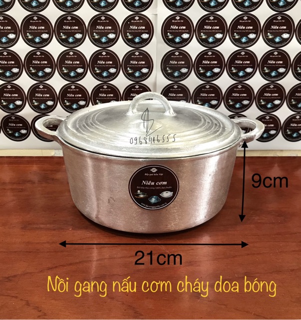 ( Hàng công ty Ngân Thọ + tặng rế lót nồi ) Nồi gang doa bóng số 8 21cm chất lượng tốt