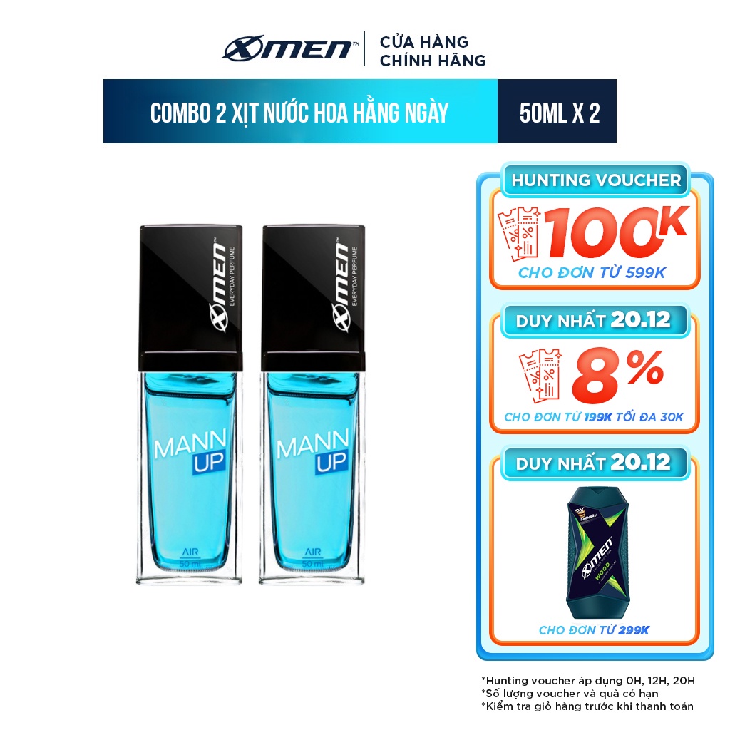 Combo 2 Xịt nước hoa hằng ngày X-Men Everyday Perfume Mann Up Air 50ml/chai