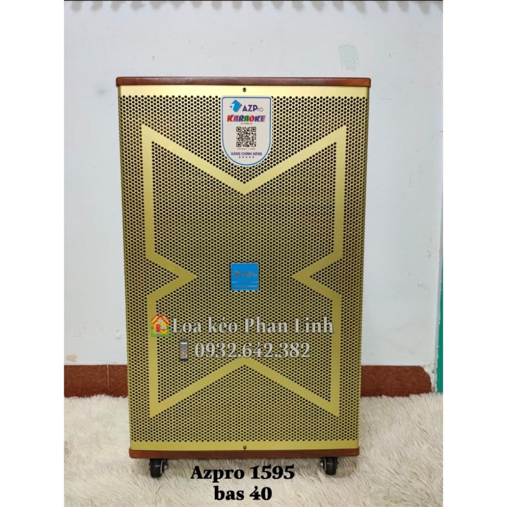 Loa kéo Azpro 1595A bass 4 tấc Thùng Gỗ Kèm 2 Mic UHF Chống Hú, Loa Hát Karaoke Hay