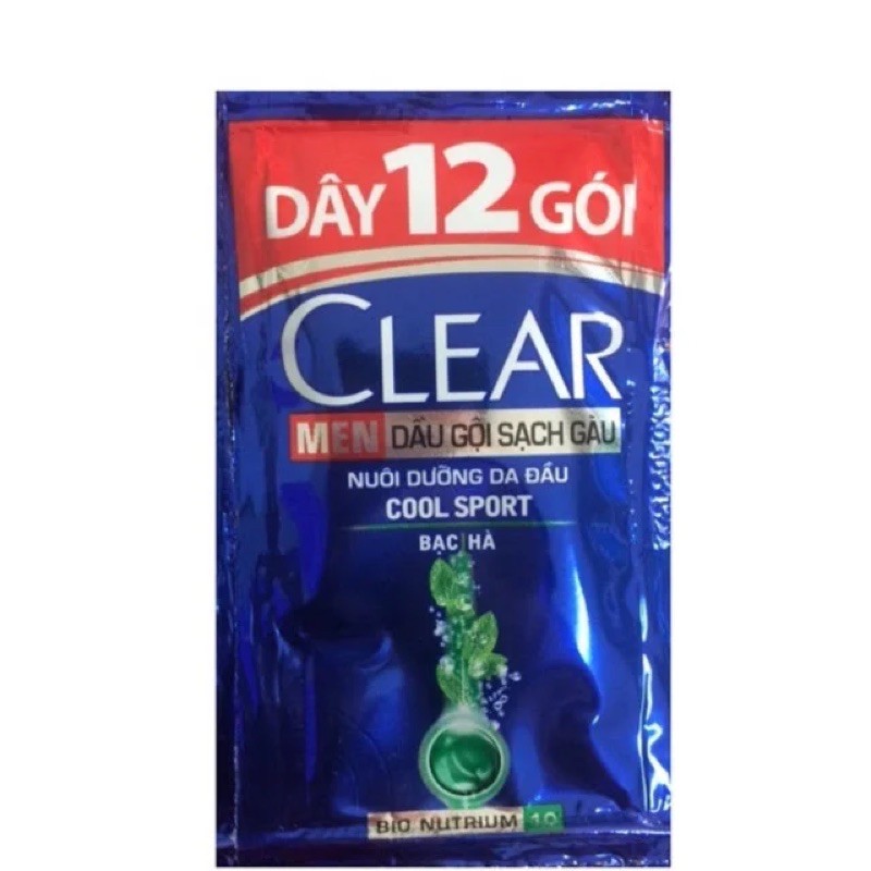 Dây dầu gội Clear Men Sạch gàu Bạc hà gói 5g (dây 12 gói)