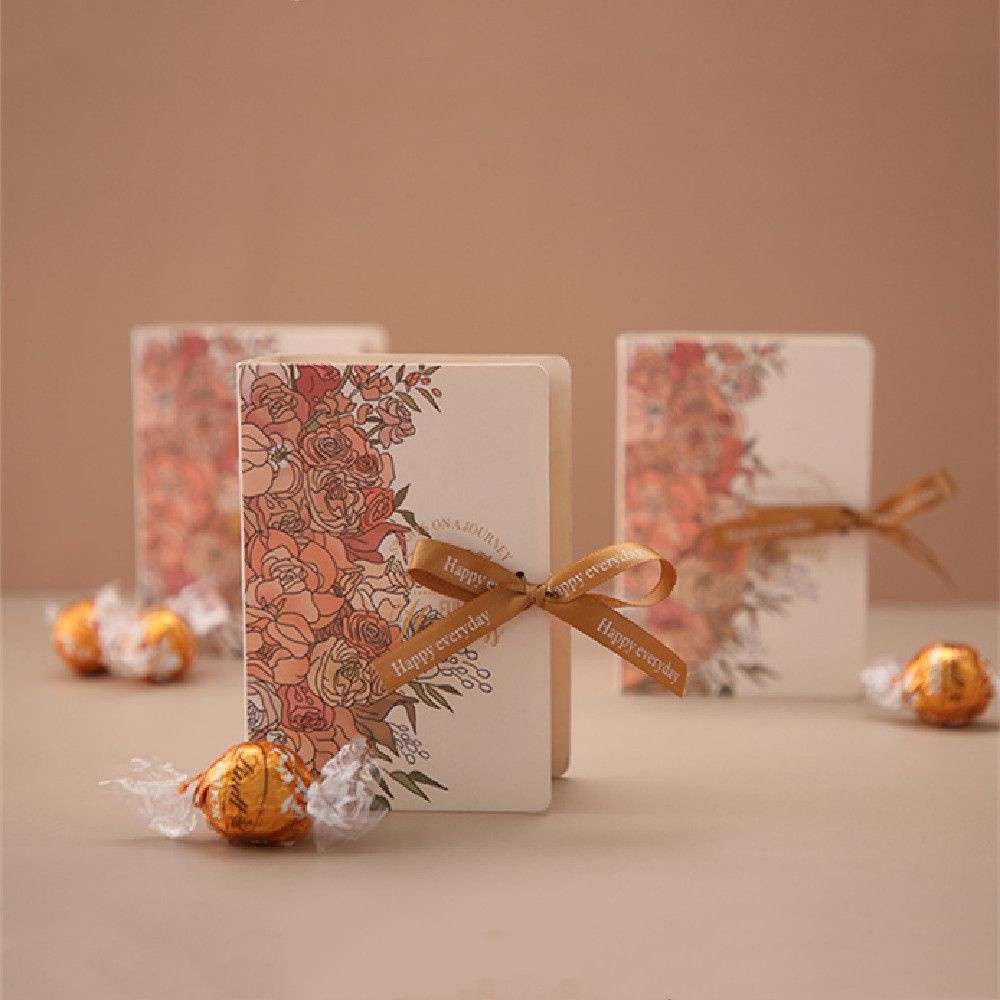 Set 5 hộp đóng gói kẹo hoa bằng giấy Kraft với ruy băng thiết kế sáng tạo thiết kế sáng tạo làm thủ công cho đám cưới