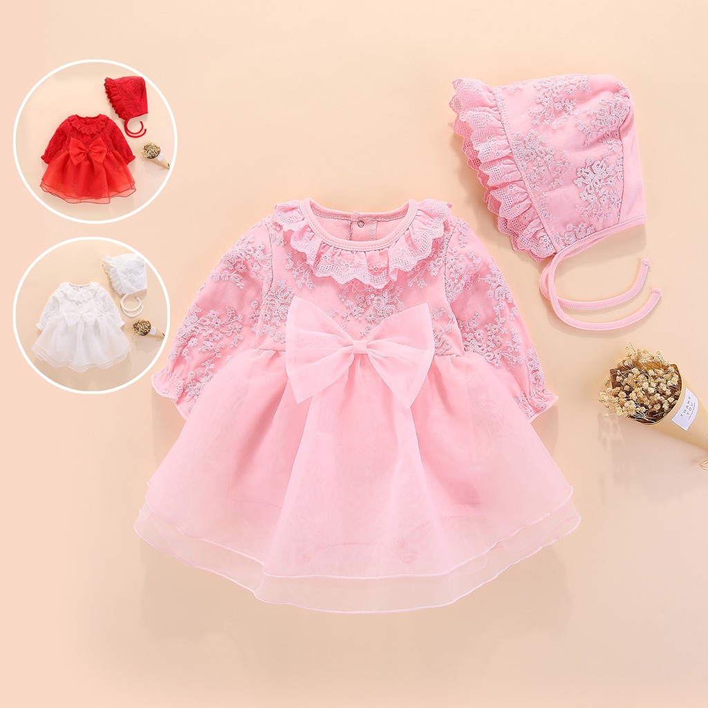 Váy công chúa baby màu Hồng cho bé sơ sinh từ 0 - 1 tuổi