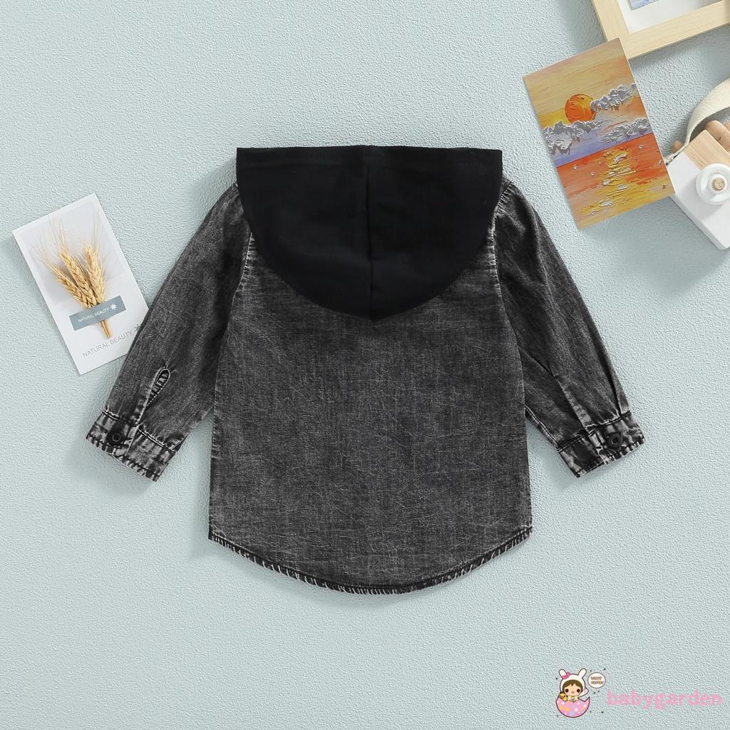 Áo Sơ Mi Tay Dài Có Mũ Trùm Thời Trang Xuân Thu Cho Bé Trai 1-5 Tuổi