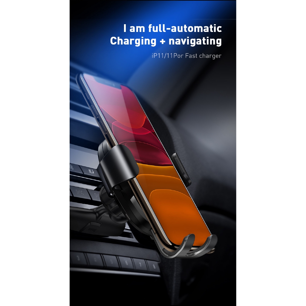Giá đỡ điện thoại tích hợp sạc không dây Baseus Wireless Charger Car Mount LV117