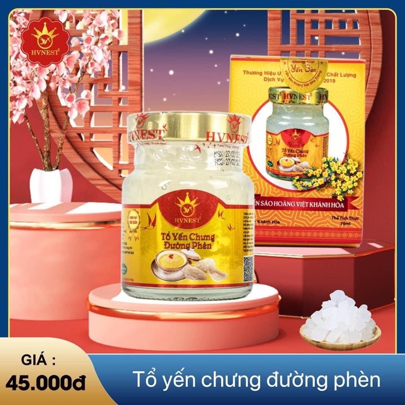 Tổ Yến Chưng Đường Phèn Yến Sào Hoàng Việt Khánh Hòa Yến Tươi Thiên Nhiên 30% Bồi Bổ Sức Khỏe Hộp 70ML