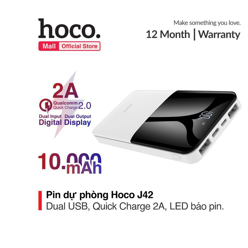 ✔️Chính Hãng ✔️ Sạc Dự Phòng Hoco J42 Dung lượng 10000mah, 20000mah Chính hãng Hoco