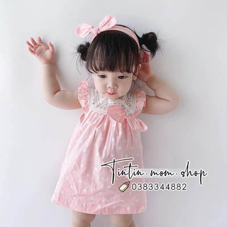 Set váy thô lụa chấm bi Vlinder kèm nơ cho bé gái