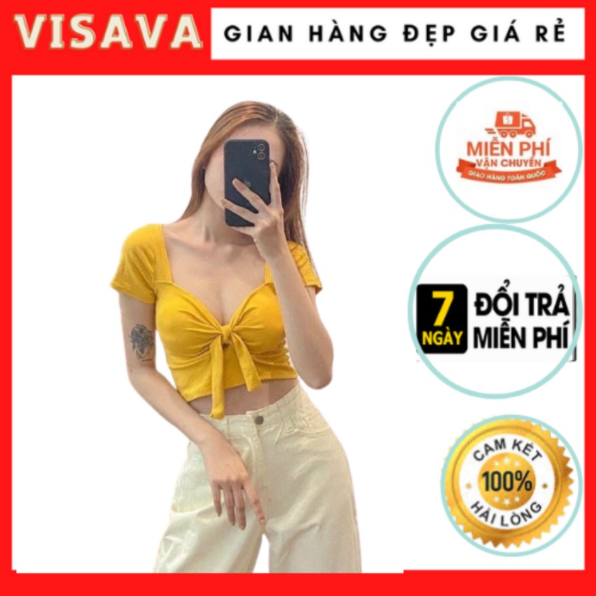 Áo Kiểu Nữ Croptop Visava Thun Borip Ôm body Cổ V Tôn Dáng Phong Cách Hàn Quốc  Mẫu Mới Siêu Thời Trang 2021